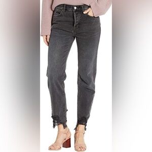 Free People We the Free Chewed Up Midrise Straight Jean in Black